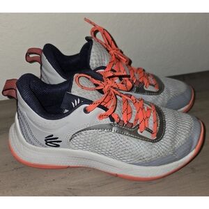 Steph CURRY boys Youth Shoes Sneakers 5 5Y Gray Blue Bright Orange Under Armour